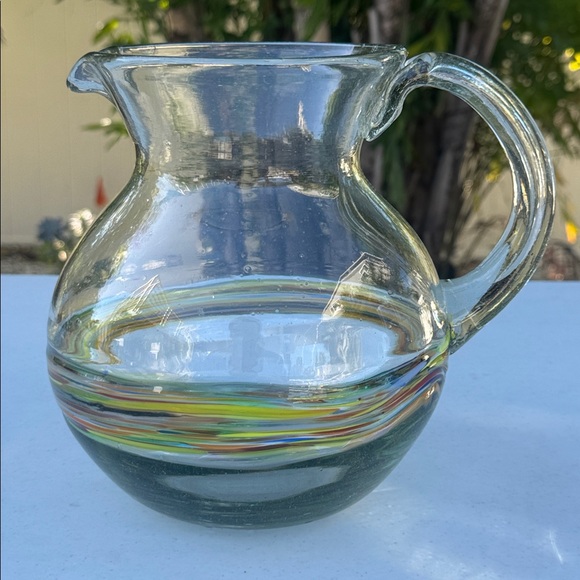 Gorgeous Hand-Blown Glass Pitcher, Made in Mexico from Recycled Glass - Picture 4 of 5
